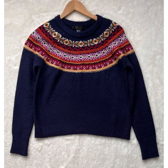 FOREVER 21 Contemporary Women’s Printed Round Neck Multicolor Sweater, Size XS - Picture 6 of 15